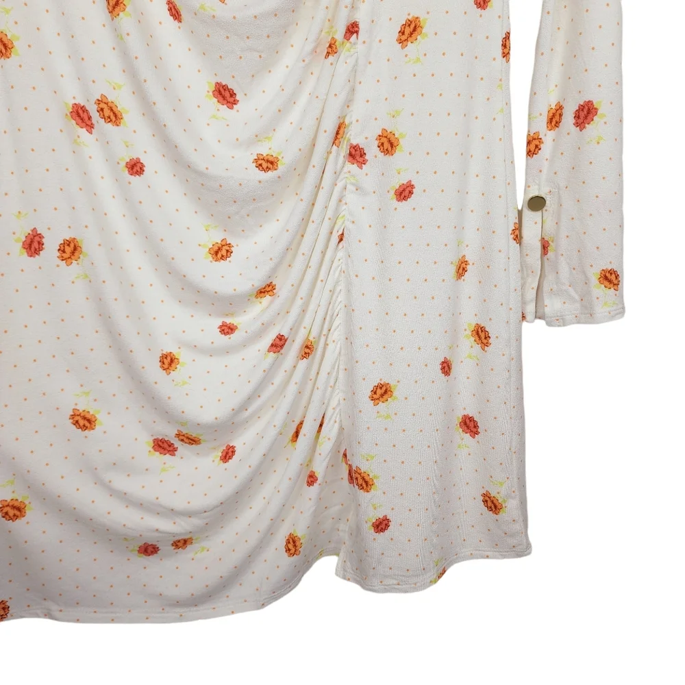 Free People Dress Celia Floral Long Sleeve Mini Ivory Combo L NWT - Picture 5 of 7